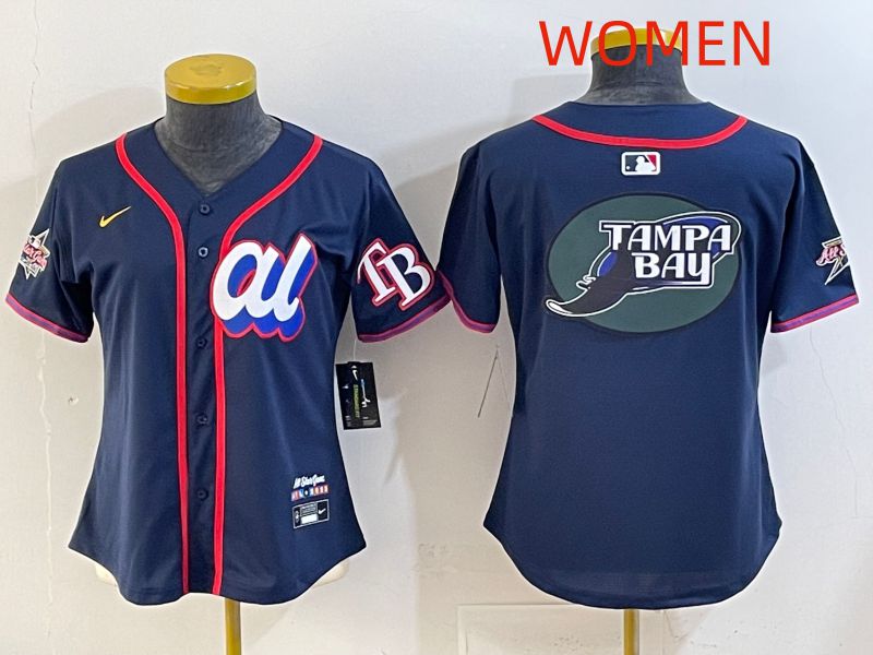 Women 2025 Tampa Bay Rays Blank Drak Blue All star Nike MLB Jersey style 03